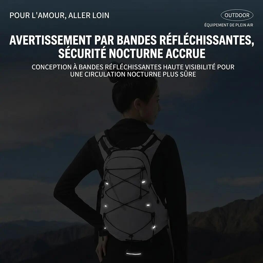Sac à dos outdoor léger RPET randonnée vélo running - Rouge 6/7