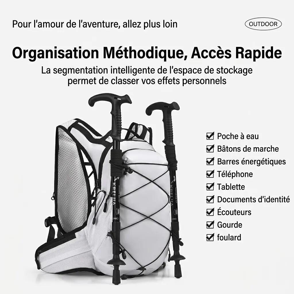 Sac à dos outdoor léger RPET randonnée vélo running - Rouge 2/7