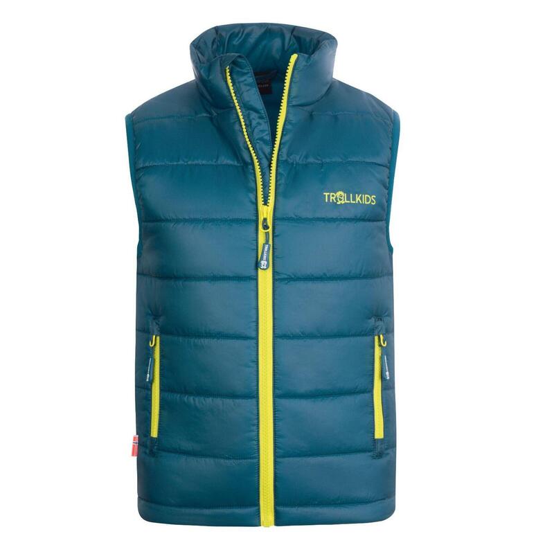 Gilet polyfibre enfant Trondheim bleu pétrole/citron vert