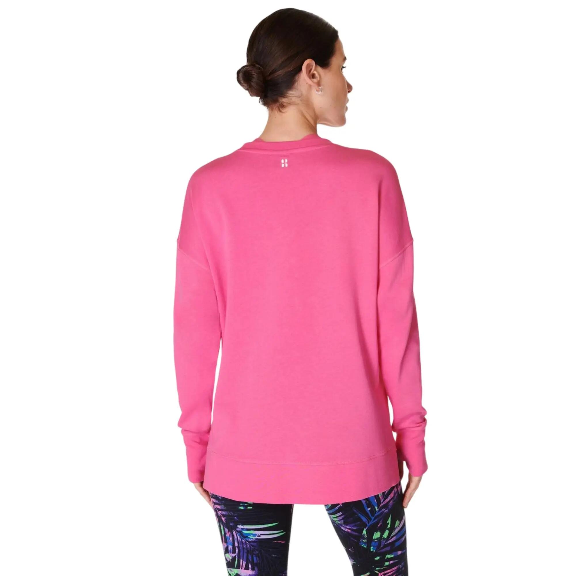 Womens/Ladies After Class Longline Sweatshirt (Camellia Pink) 3/4
