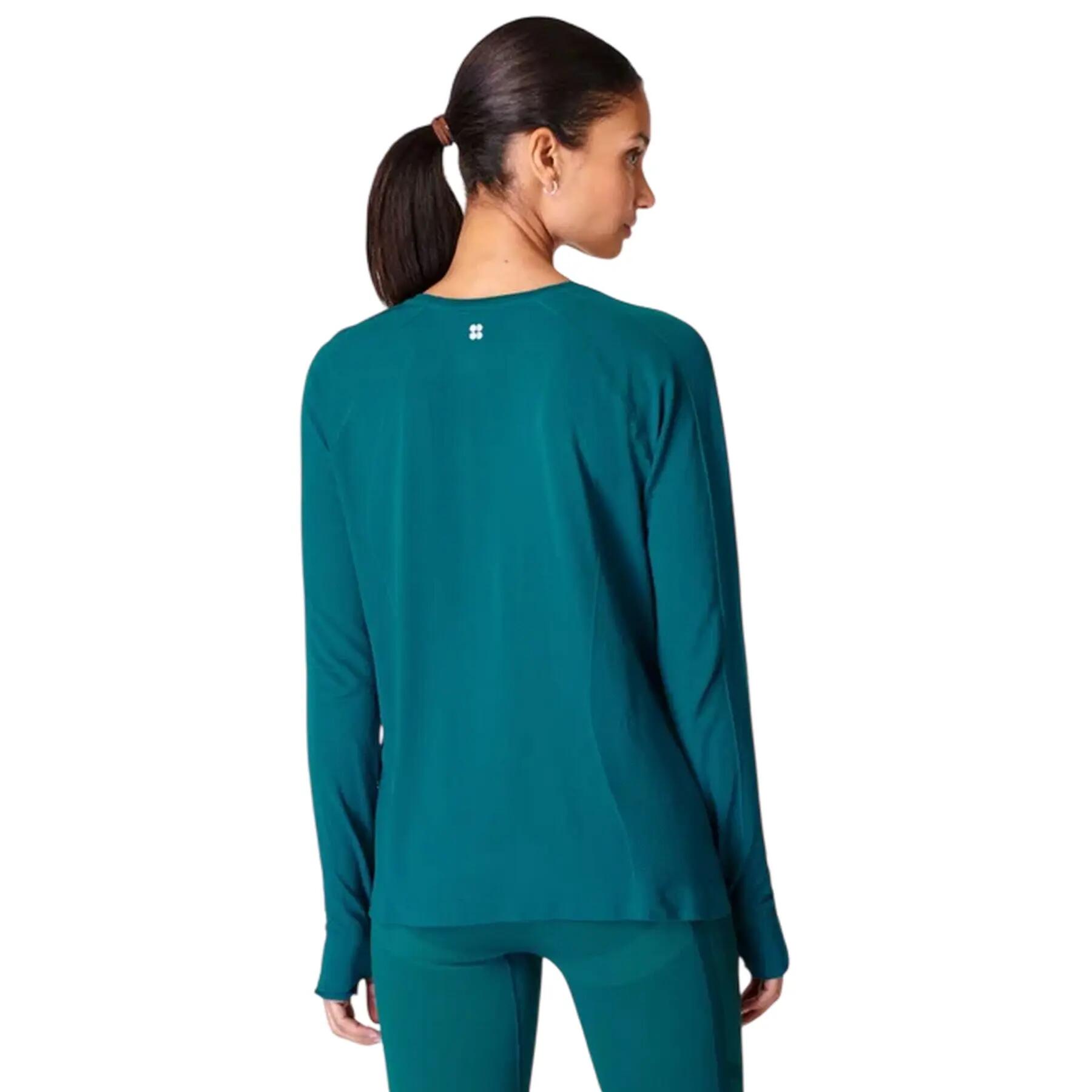 Top Atletico Peso Piuma Manica Lunga Donna Sweaty Betty Verde Scuro Verde 3/4