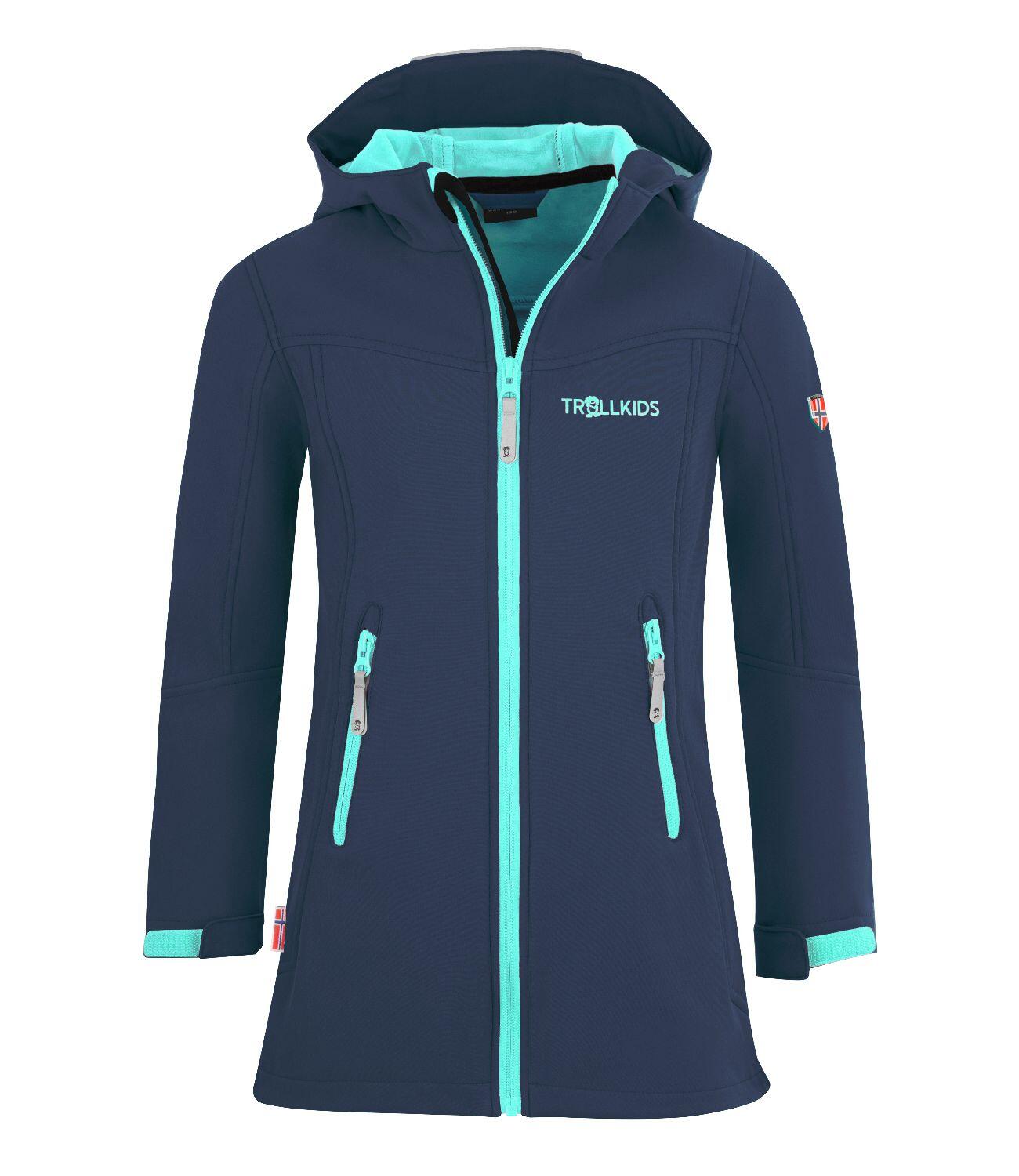 TROLLKIDS Kinder Mantel Parka Lillesand Marineblau/Türkis