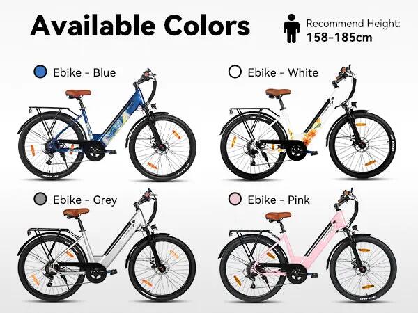 Dames Heren Elektrische Stadsfiets 26 inch 250W 7V Schijfremmen Starry 7/7