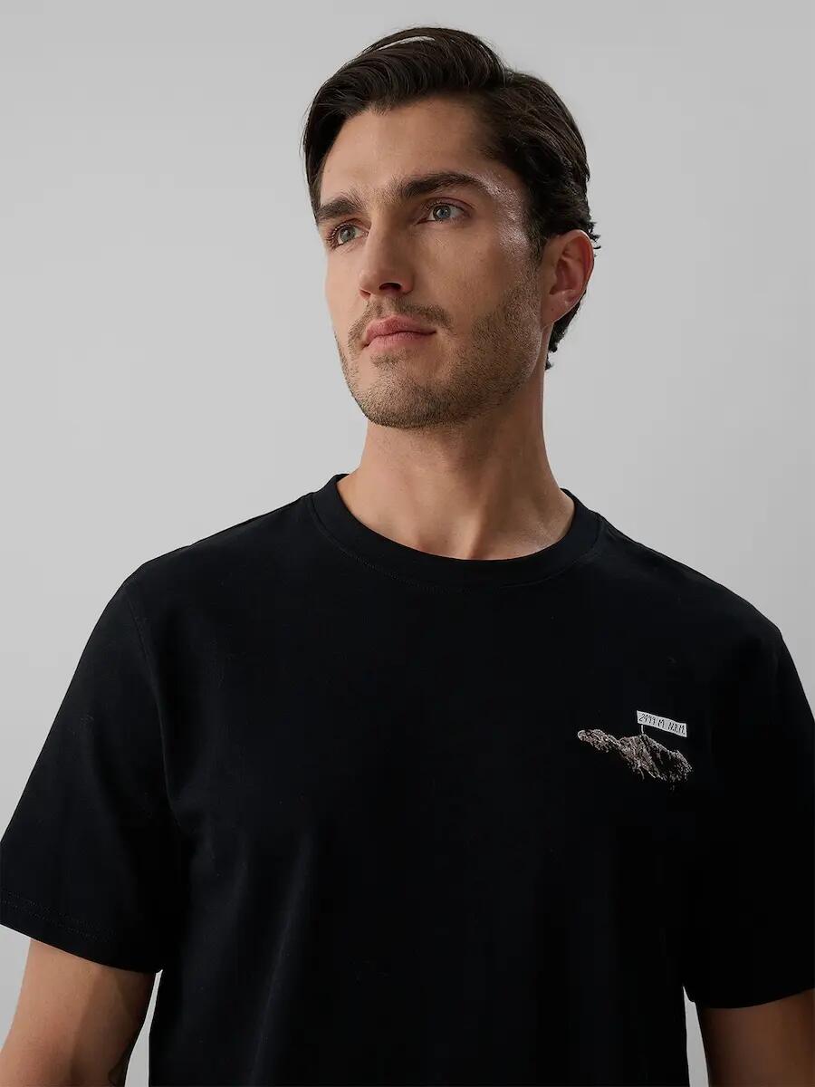 T-shirt regular z nadrukiem męski 4F 3/6