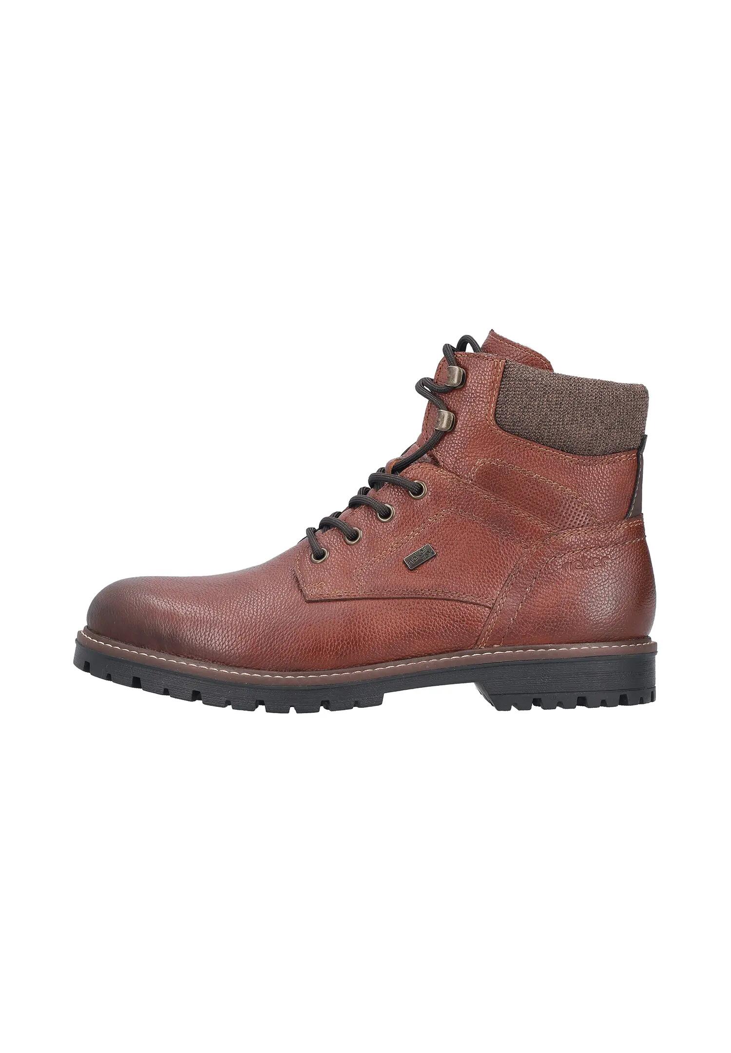 Rieker Herren Winterstiefel Leder Schnürstiefel Warmfutter Braun 4/7
