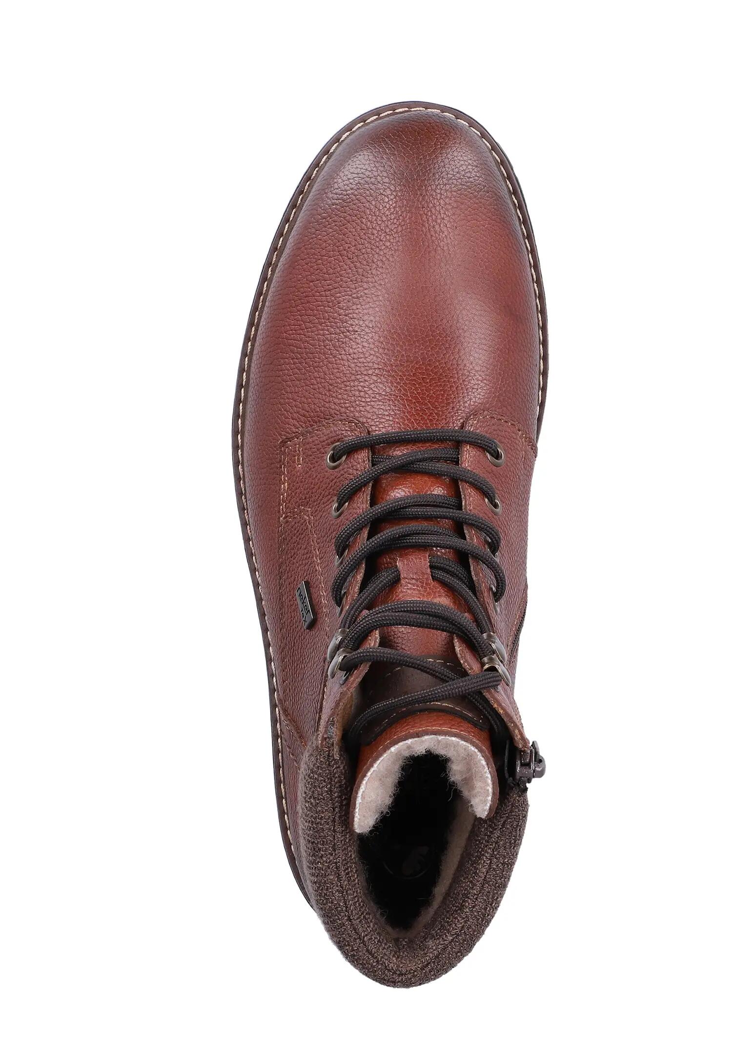 Rieker Herren Winterstiefel Leder Schnürstiefel Warmfutter Braun 3/7
