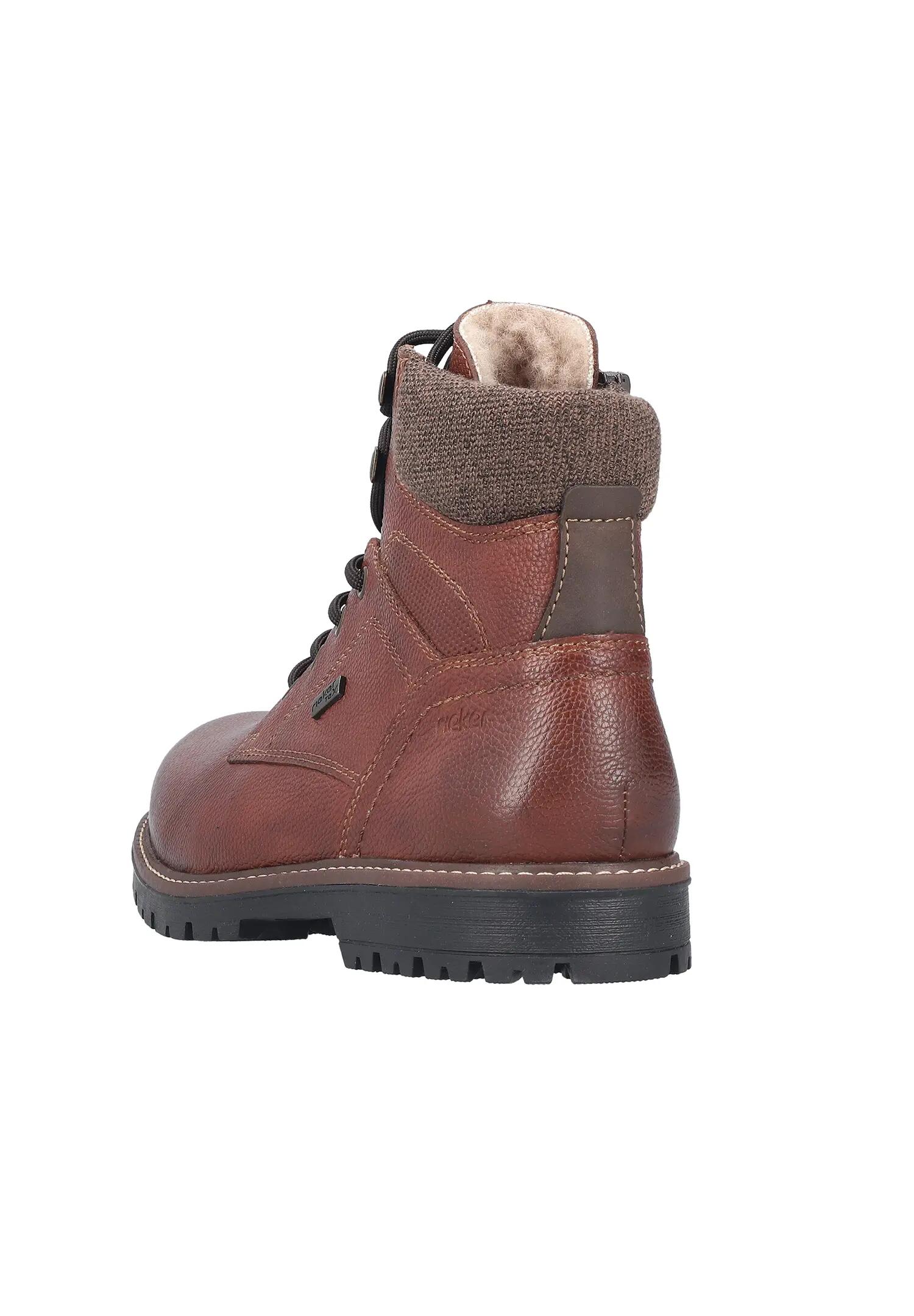 Rieker Herren Winterstiefel Leder Schnürstiefel Warmfutter Braun 2/7
