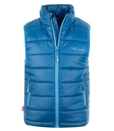 Gilet enfant en polyfibre Trondheim coupe-vent bleu minuit