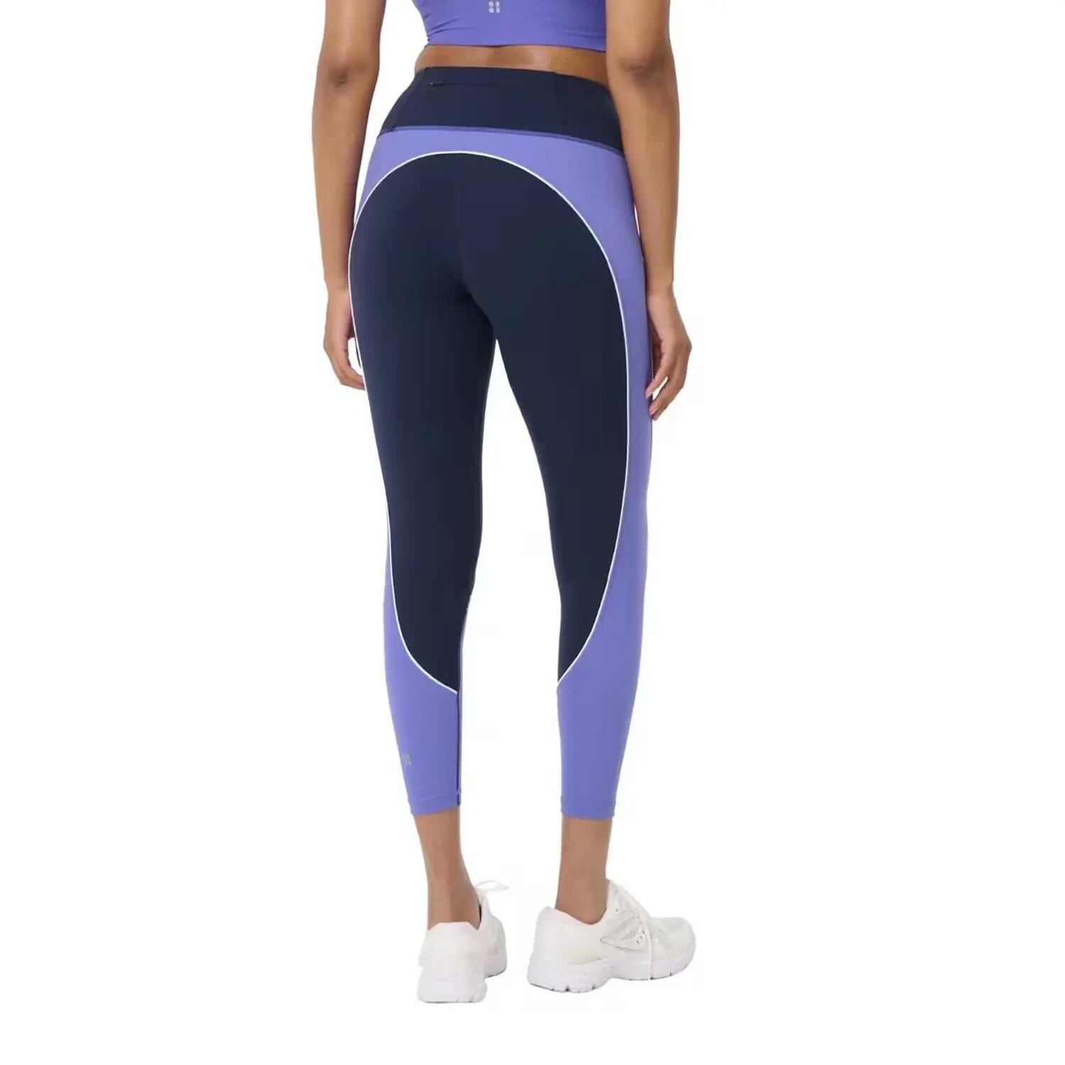 Leggings Power 7/8 Diseño Colores Sólidos Ejercicio para Mujer Azul Marino, aura 3/3