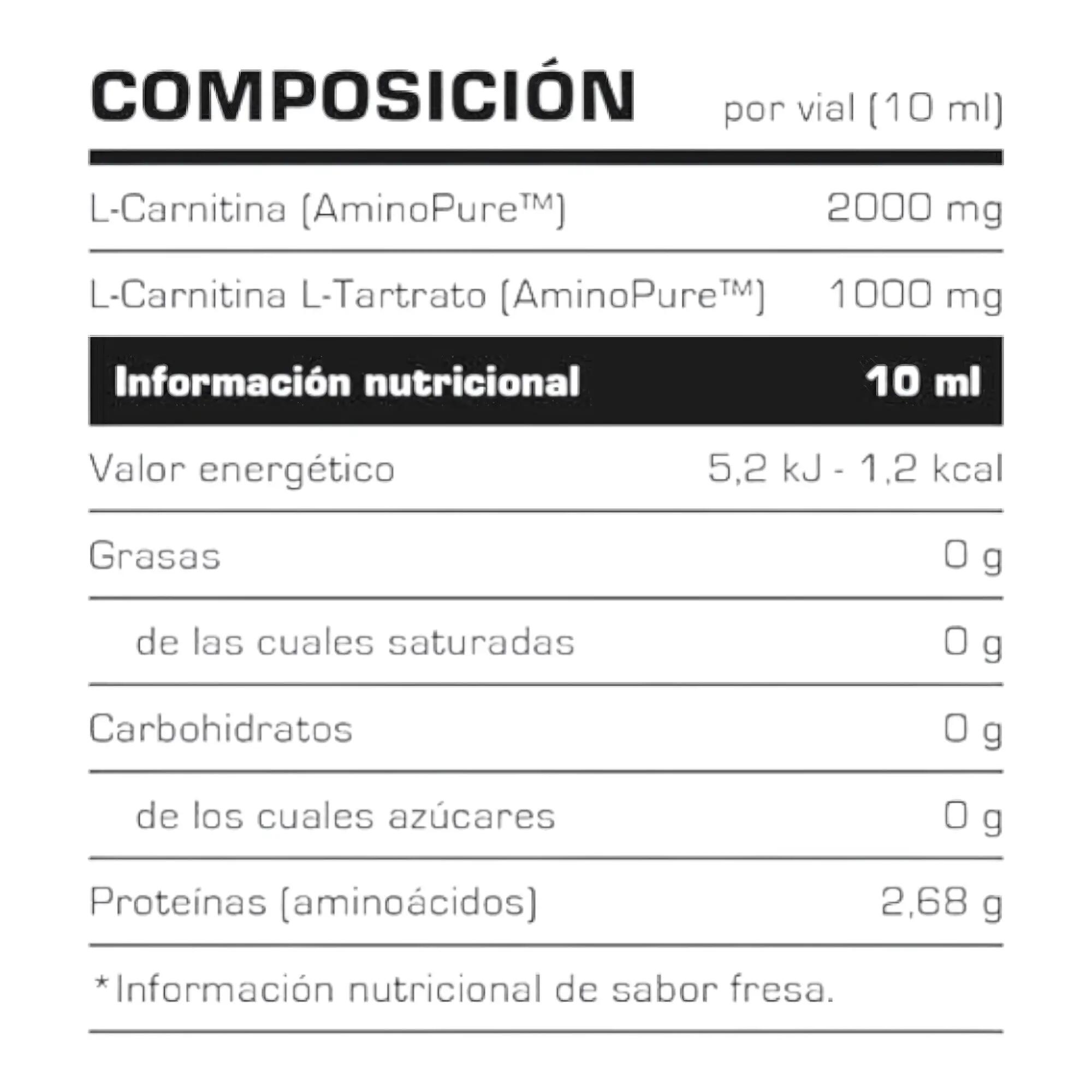 Complemento alimenticio - Fitness - Unisex - L-Carnitina 3000 en viales - Fresa. 2/2