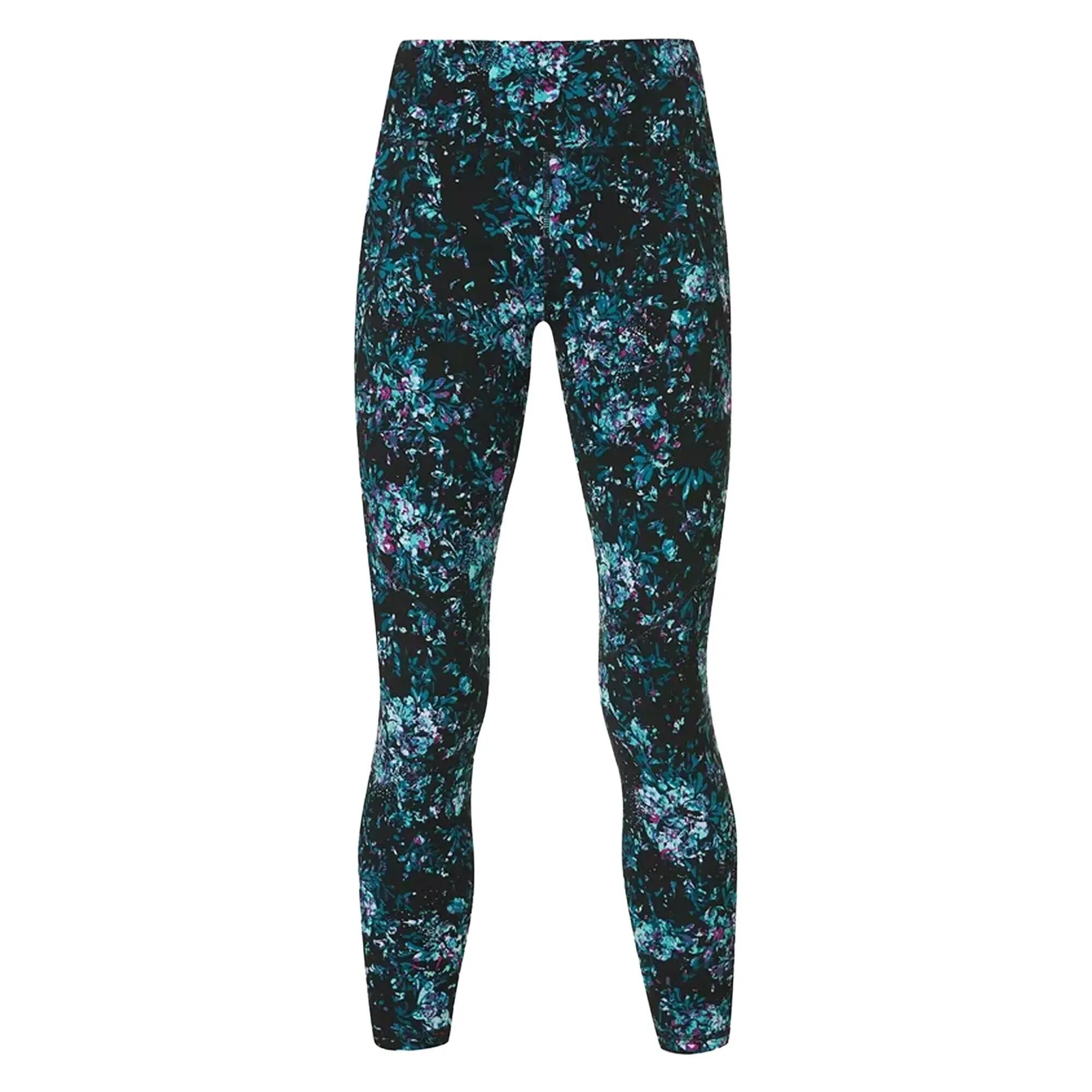 Womens/Ladies Power Peony Workout Leggings (Black) 2/4