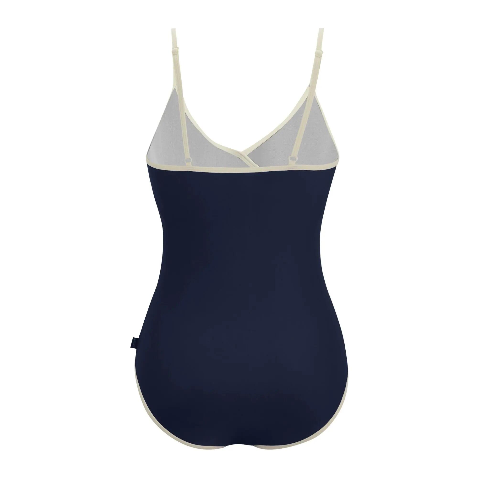 Maillot De Bain 1 Pièce À Col V Et Bretelles Ajustables KYRA Femme (Bleu Marine) 3/7