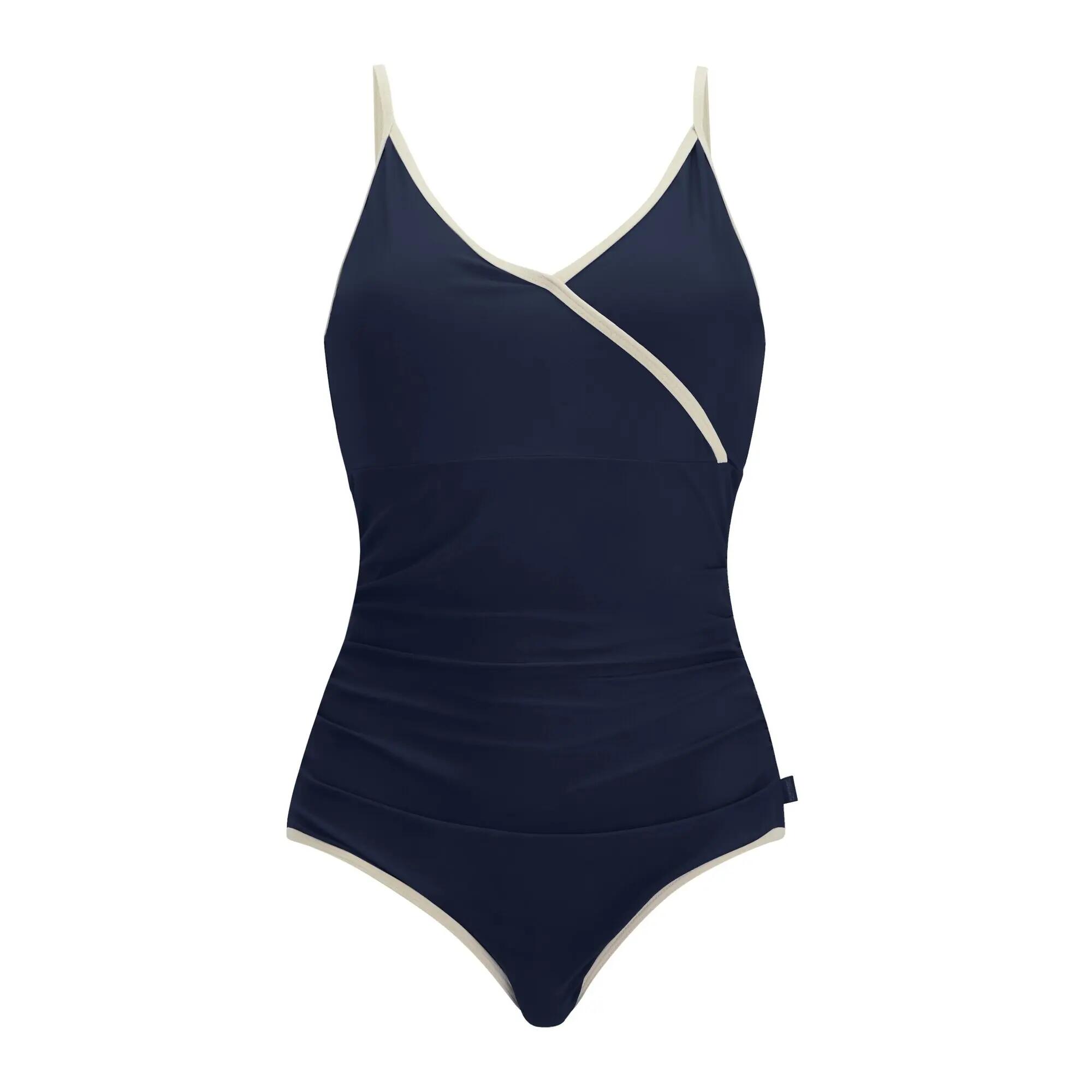Maillot De Bain 1 Pièce À Col V Et Bretelles Ajustables KYRA Femme (Bleu Marine) 2/7