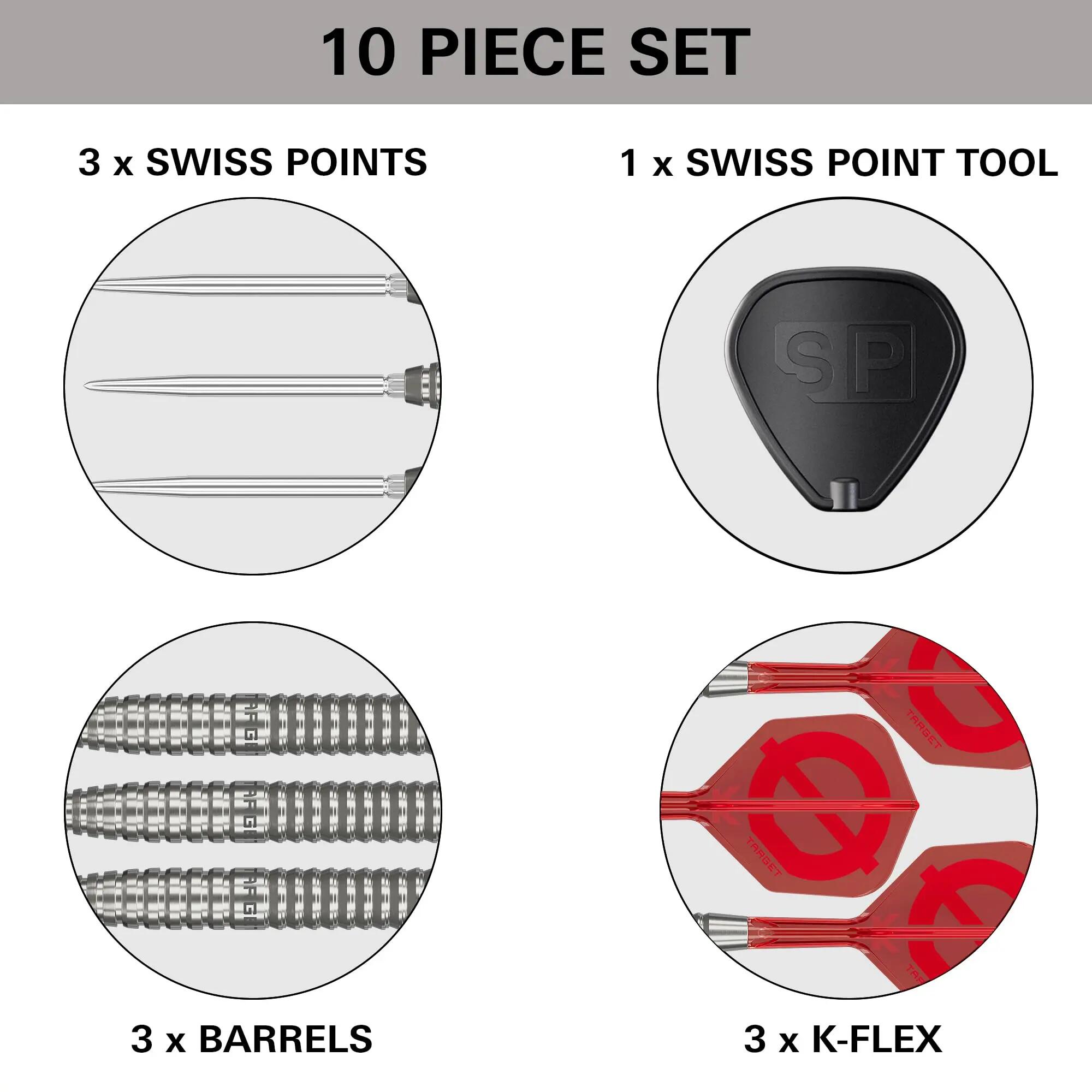 Target Darts GROUP O Steel Tip Dartpijlen 50% Tungsten Swiss Point Barrel 02 23G 4/5