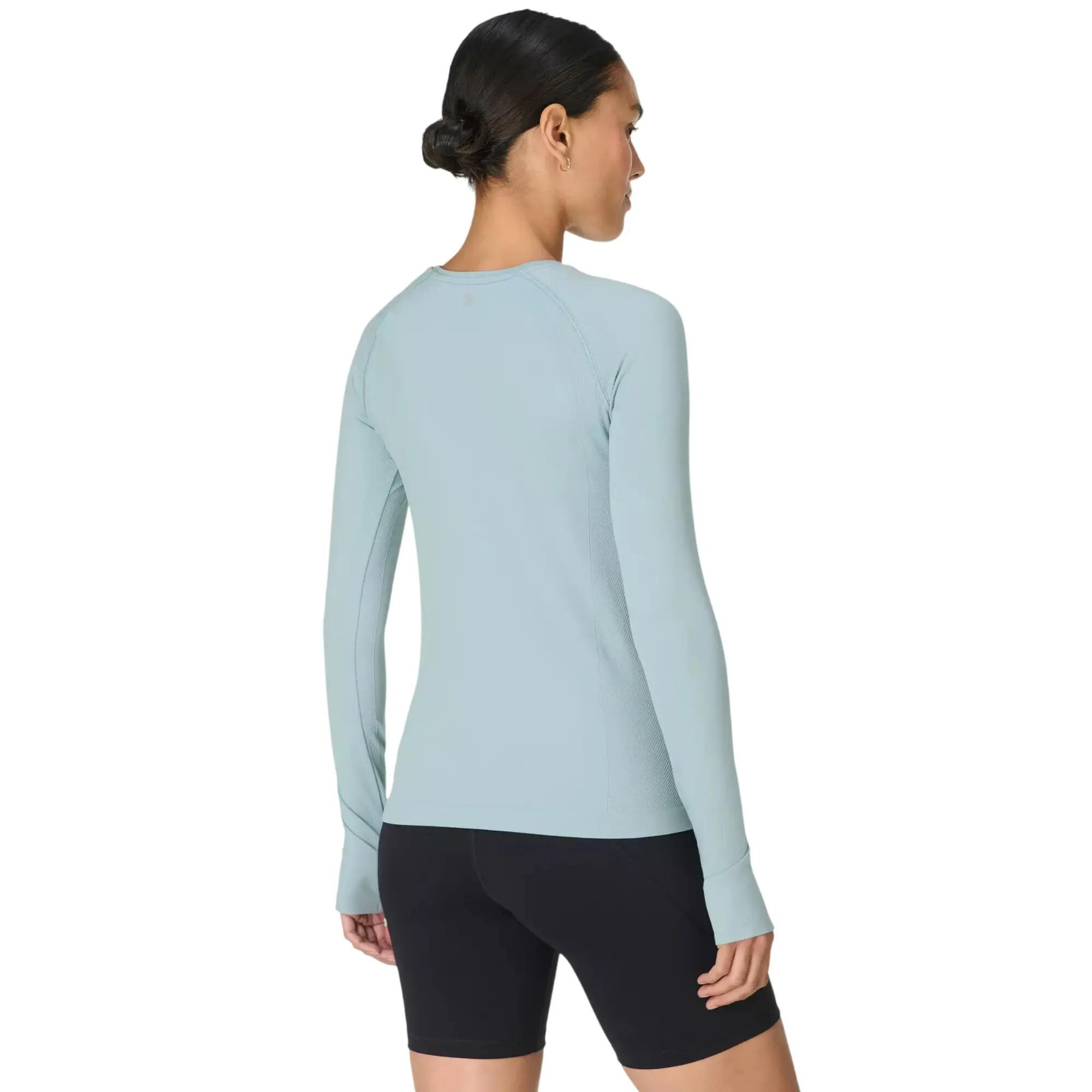 Top Atletico Senza Cuciture Manica Lunga Donna Sweaty Betty Blu Vapore 3/3