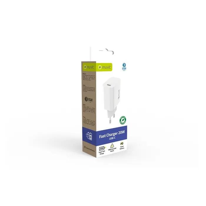 CHARGEUR SECTEUR 20W USB-C PLASTIQUE RECYCLE BLANC 4/4
