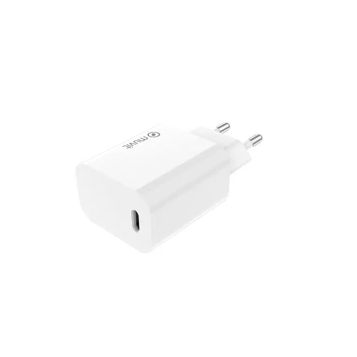 CHARGEUR SECTEUR 20W USB-C PLASTIQUE RECYCLE BLANC 3/4