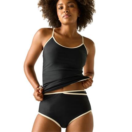 Bas De Maillot De Bain Extensible À Taille Haute Effet Gainant Motif/style Bord