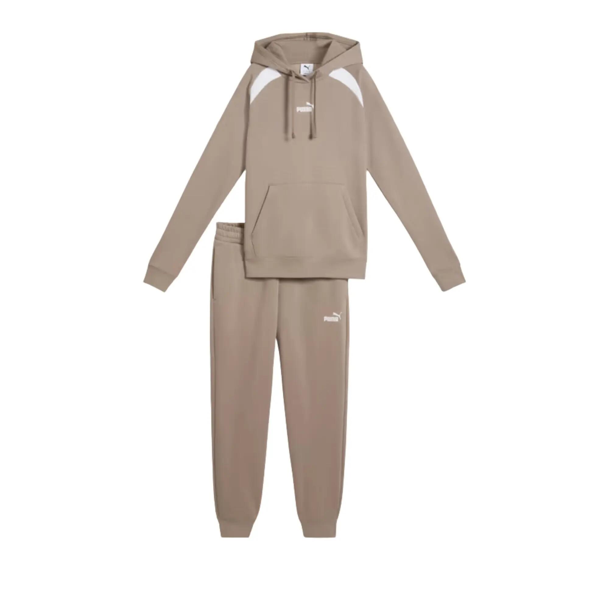 Puma - Survêtement Capuche Femme Sweat Fleece, Marron 4/5