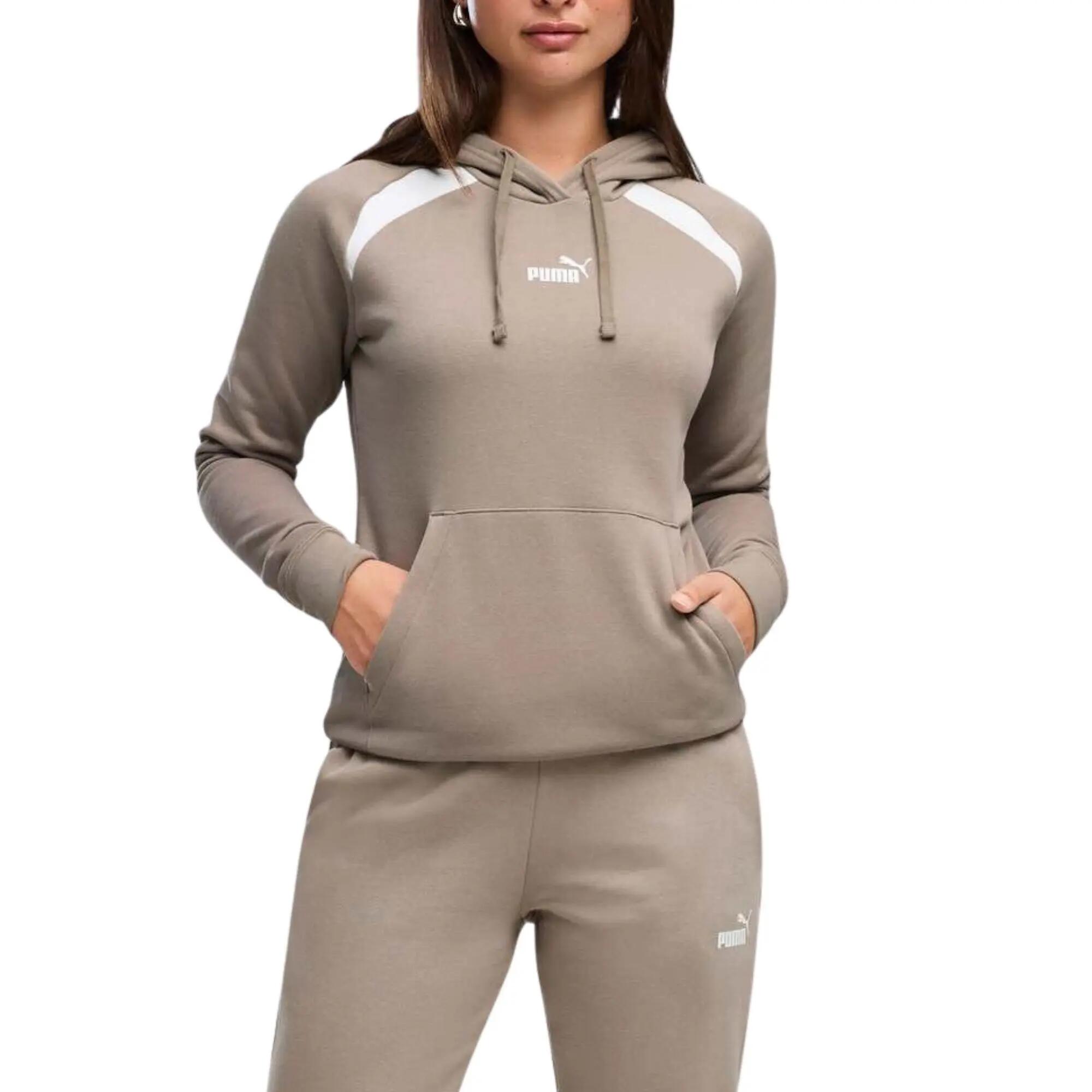 Puma - Survêtement Capuche Femme Sweat Fleece, Marron 3/5