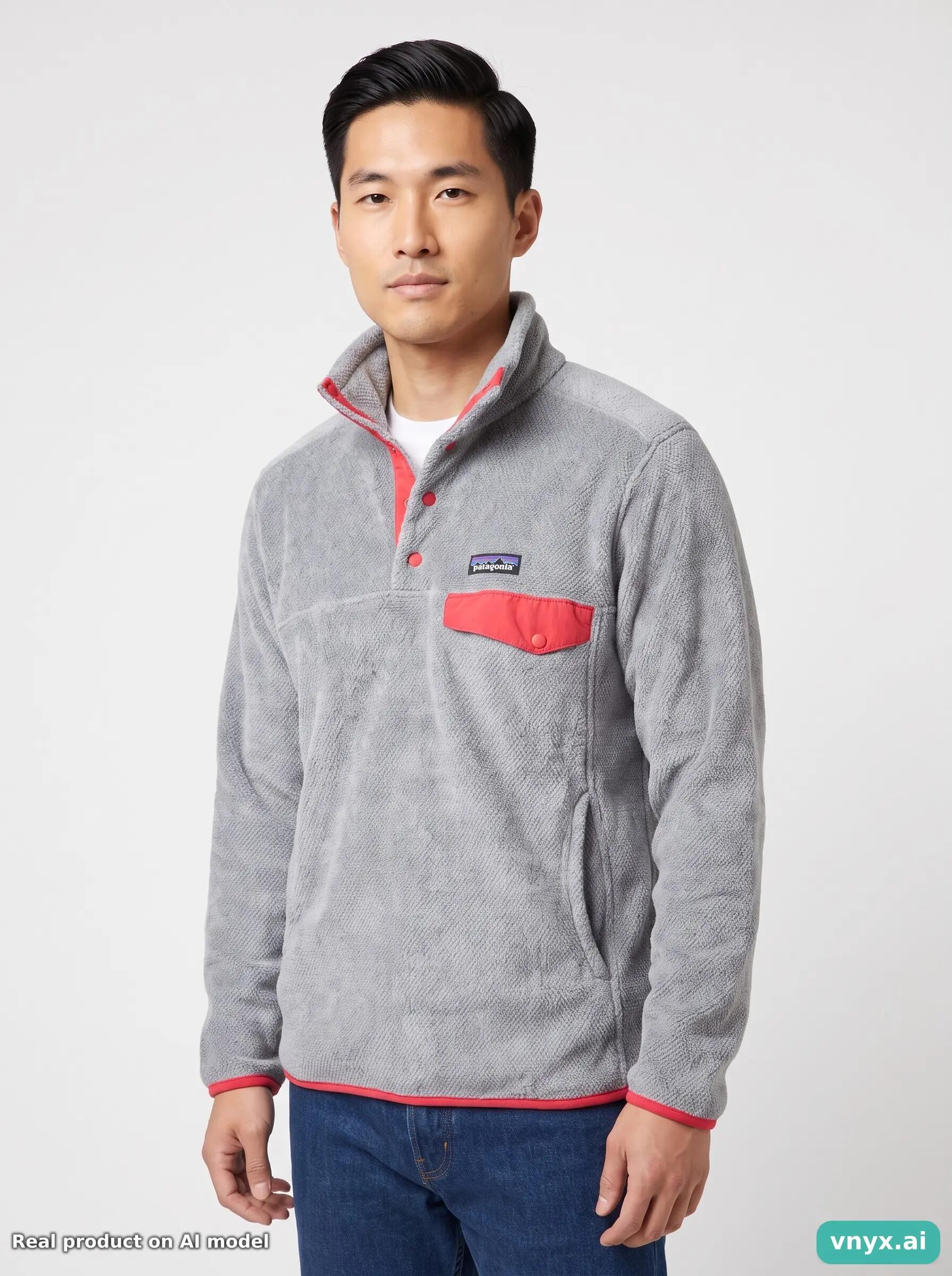 Second Life - Patagonia Light Grey Fleece Pullover Men S 5/5
