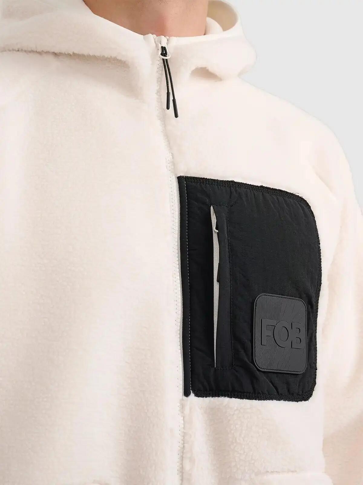 Bluza polarowa męska z kapturem beżowa 4F XL 5/6