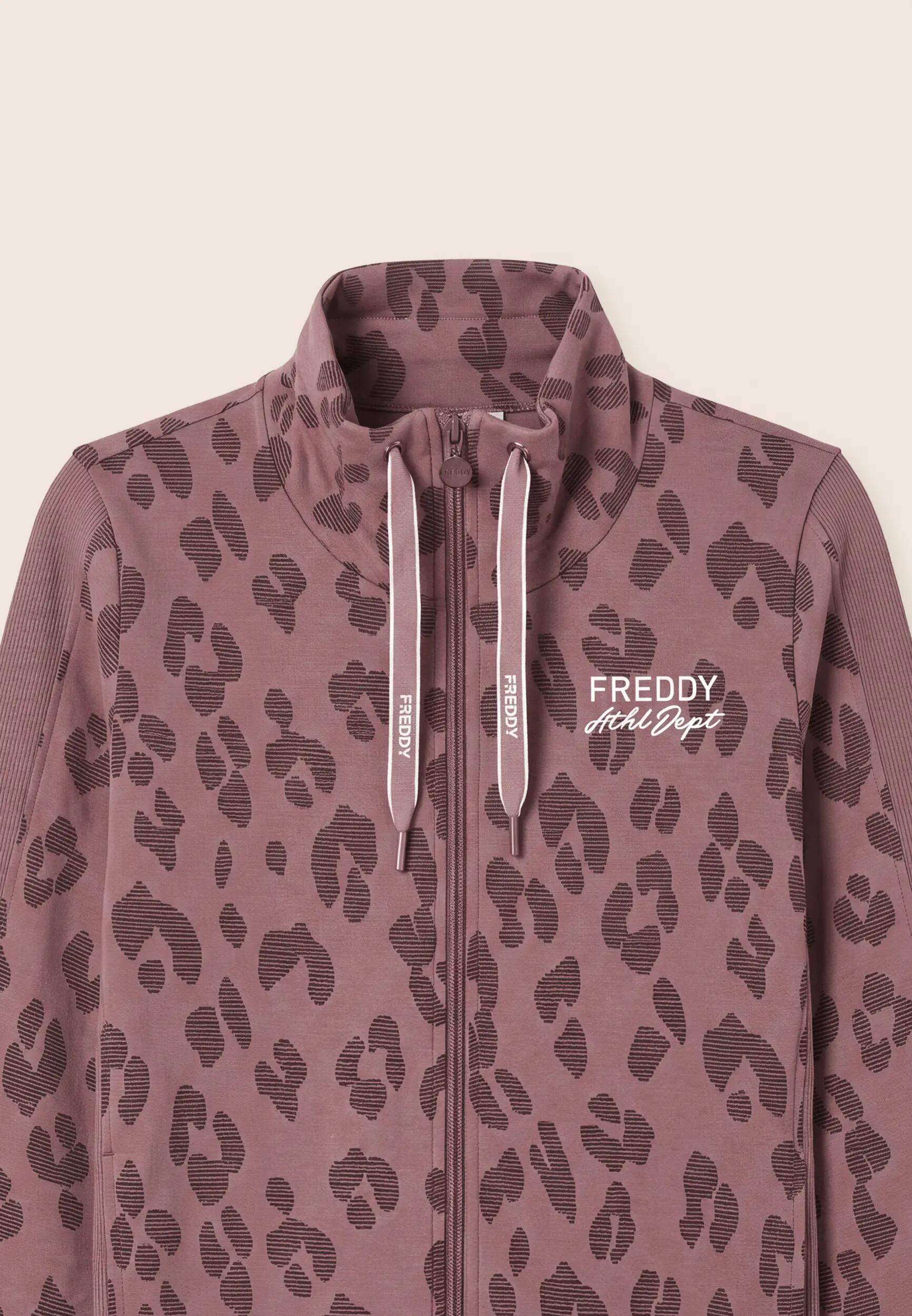 Felpa donna stampa leopardata chiusura zip e collo alto 3/3