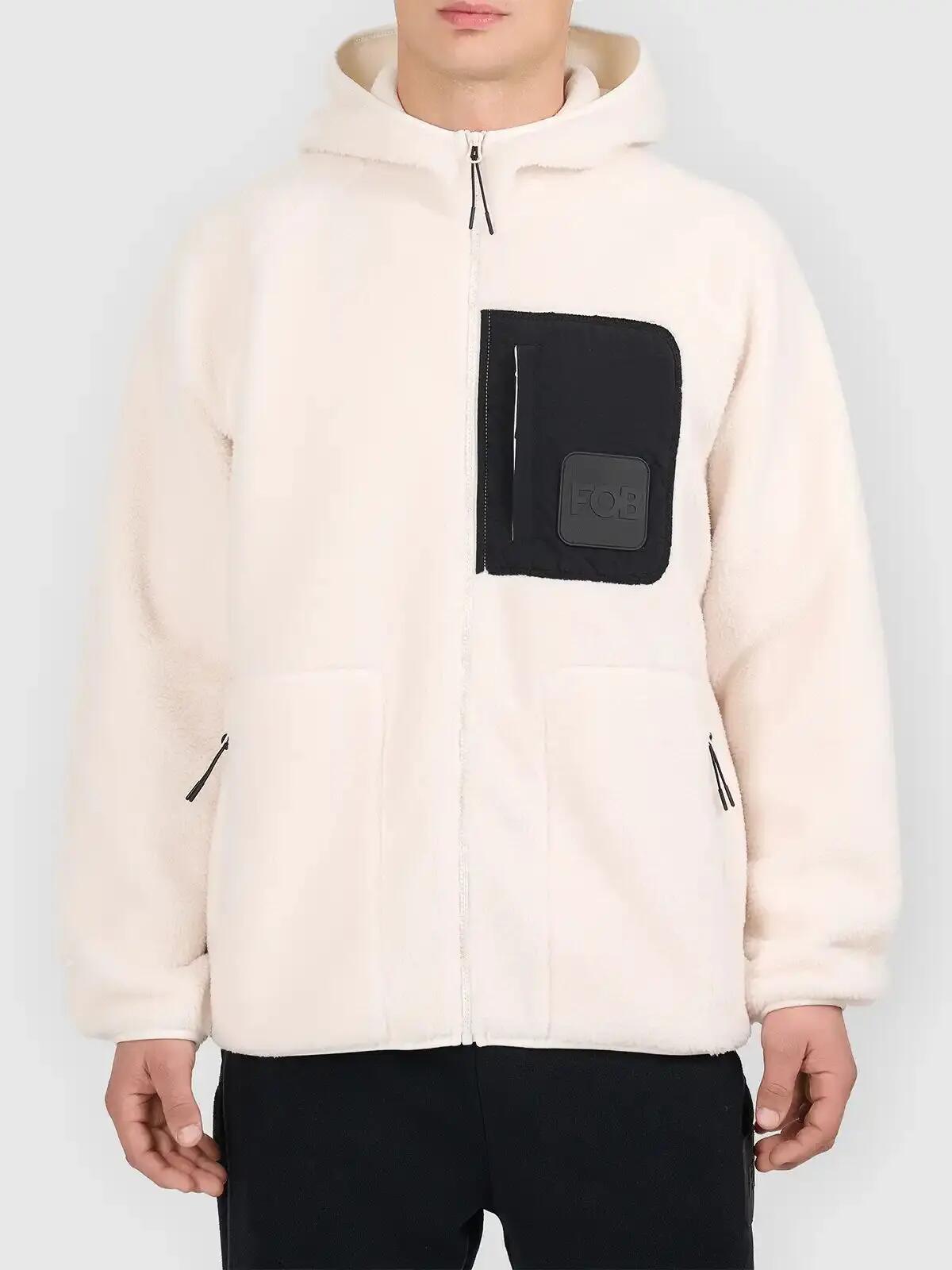 Bluza polarowa męska z kapturem beżowa 4F XL 3/6