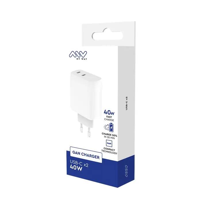 CHARGEUR SECTEUR GAN 40W 2 USB-C BLANC 3/3