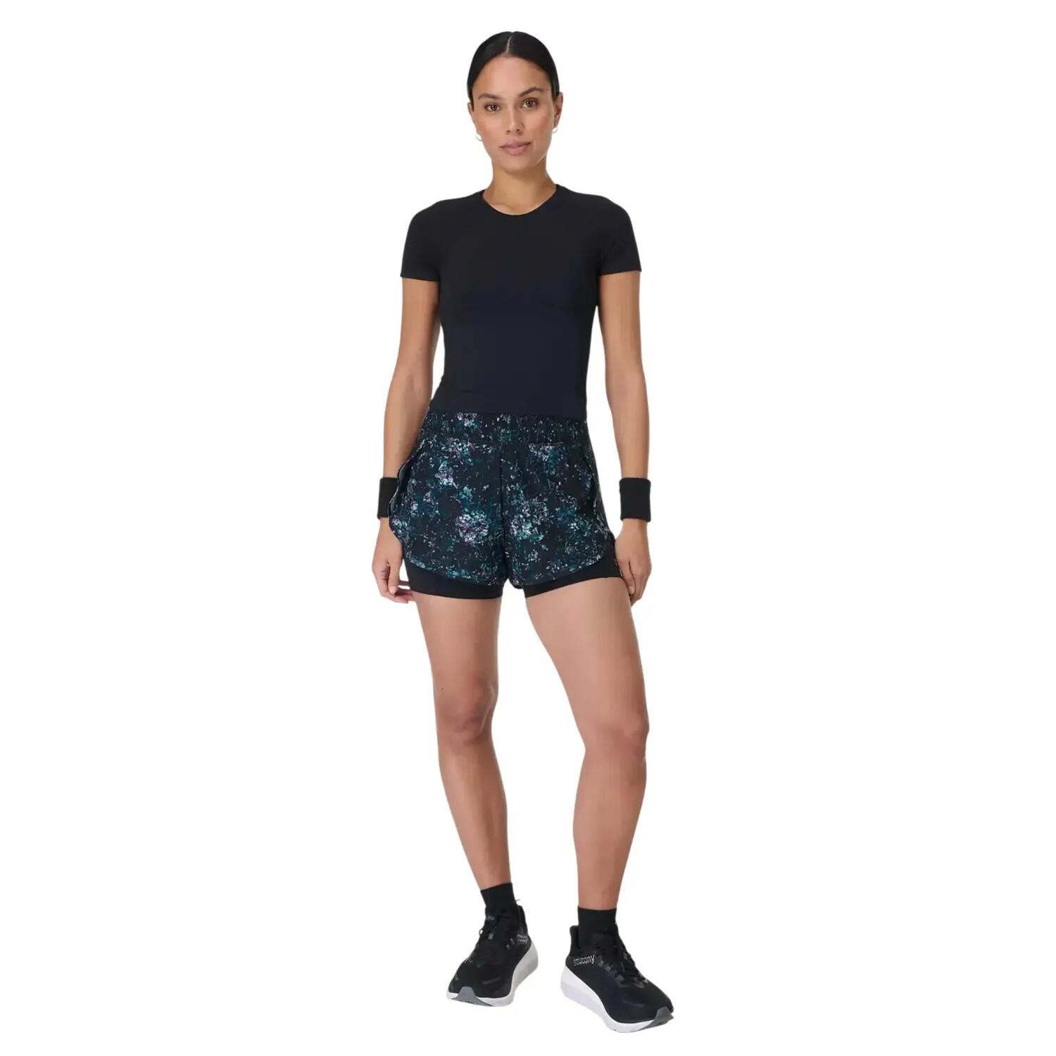 Womens/Ladies Printed Shorts (Black/Peony) 1/4