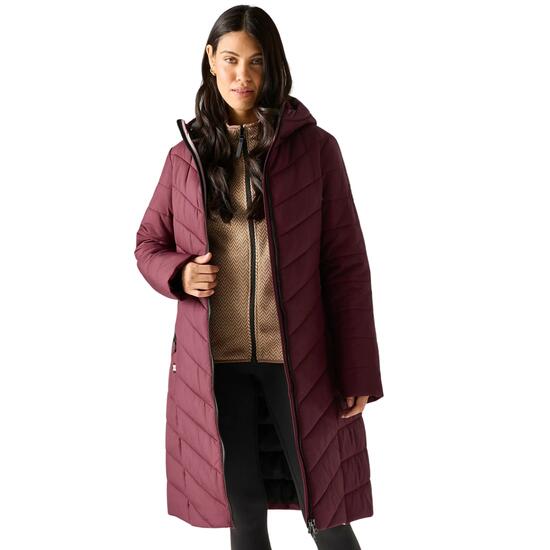 Veste Longue Matelassée Et Unie À Capuche Ajustable ADELA Femme (Bordeaux)
