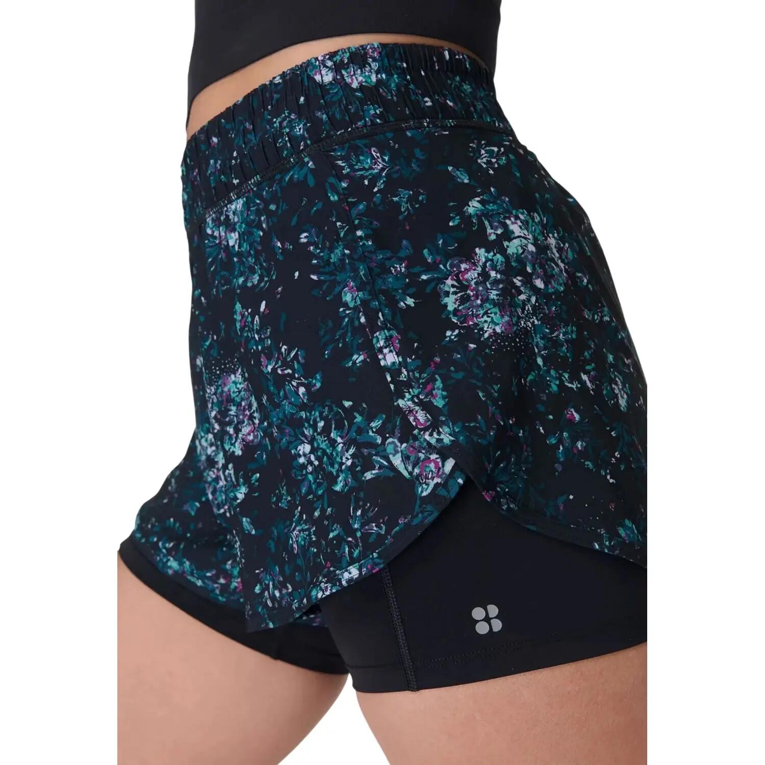 Womens/Ladies Printed Shorts (Black/Peony) 4/4