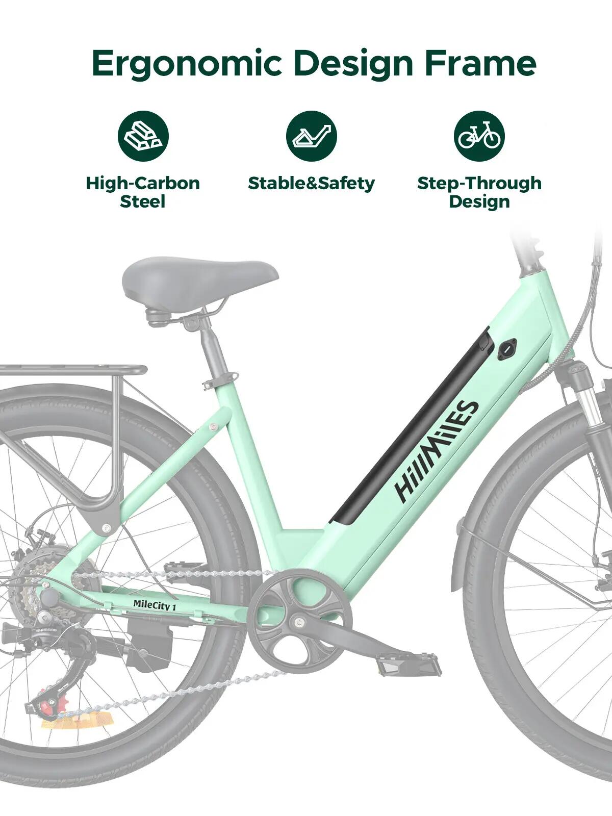 Bicicletă electrică de oraș HillMiles MileCity 1 250W 468Wh 26-inch 3/9