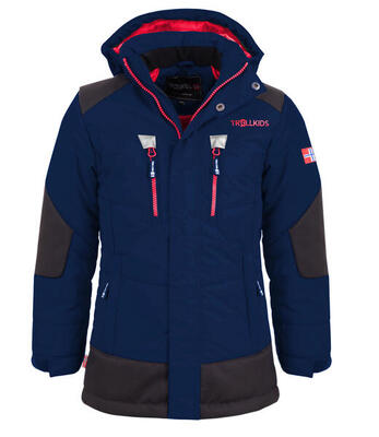 Kids winter parka narvik waterafstotend winddicht marineblauw/rood
