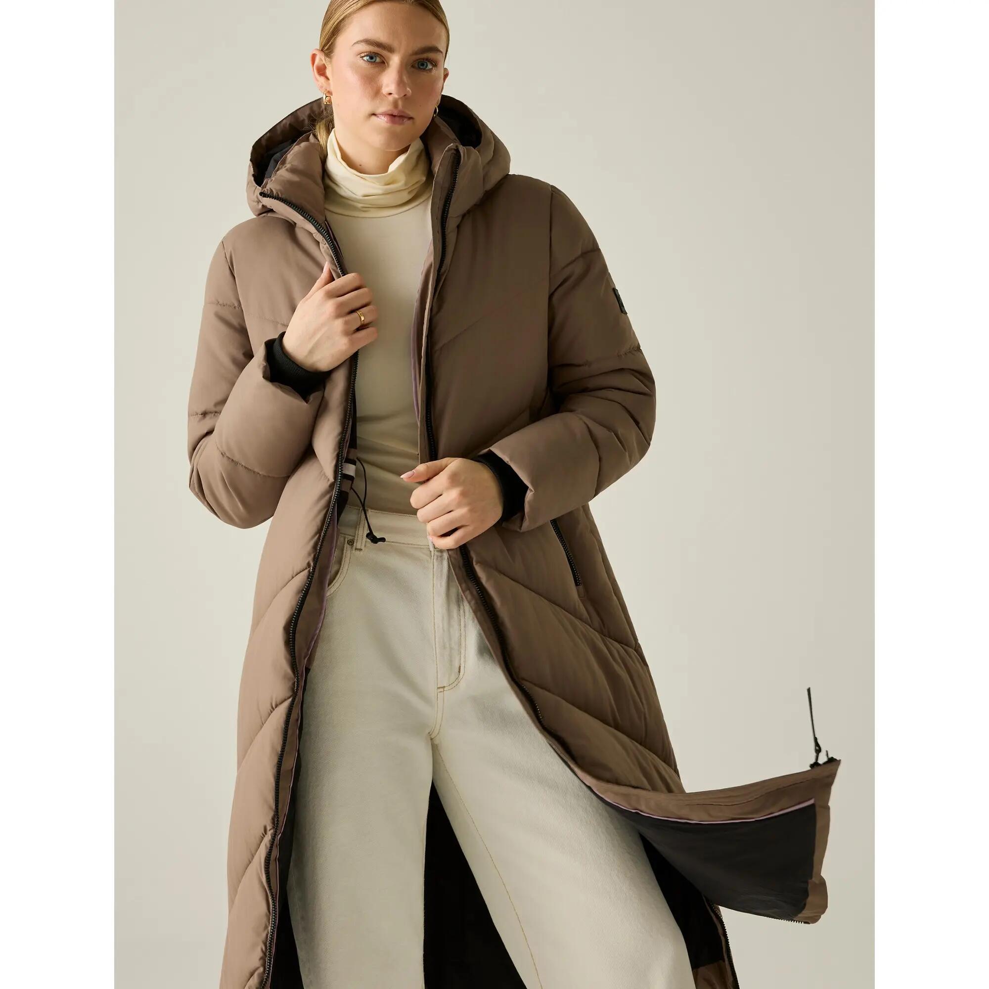 Casaco acolchoado de comprimento longo Merida para senhora (Mocha) 7/7