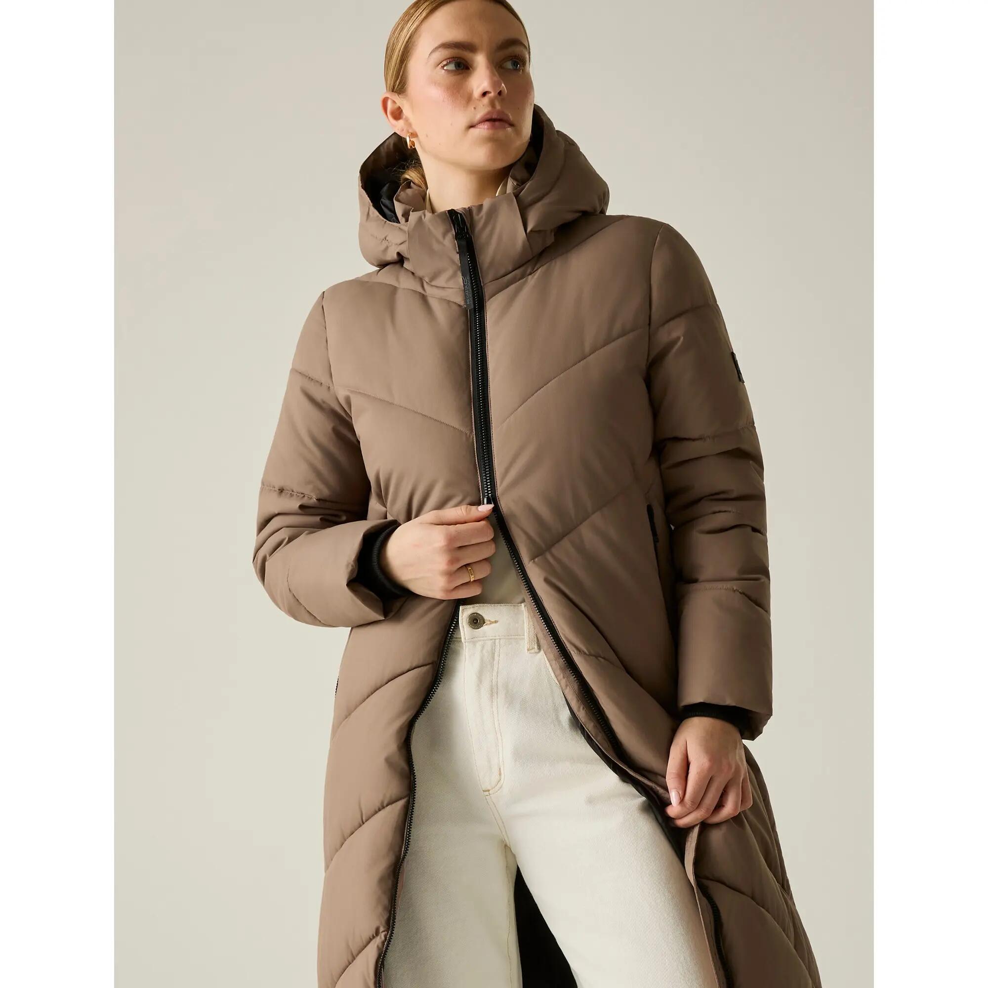 Casaco acolchoado de comprimento longo Merida para senhora (Mocha) 4/7