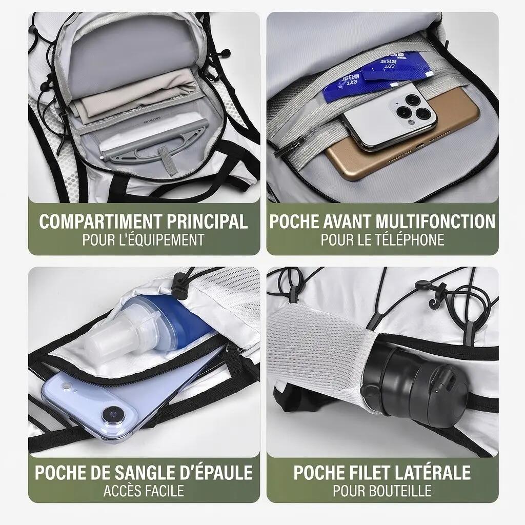 Sac à dos outdoor léger RPET randonnée vélo running - Rouge 3/7
