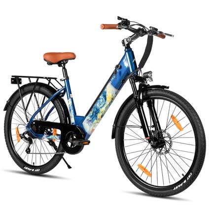 Femme Homme Vélo Électrique de Ville 26 pouces 250W 7 Vitesses Disques Starry