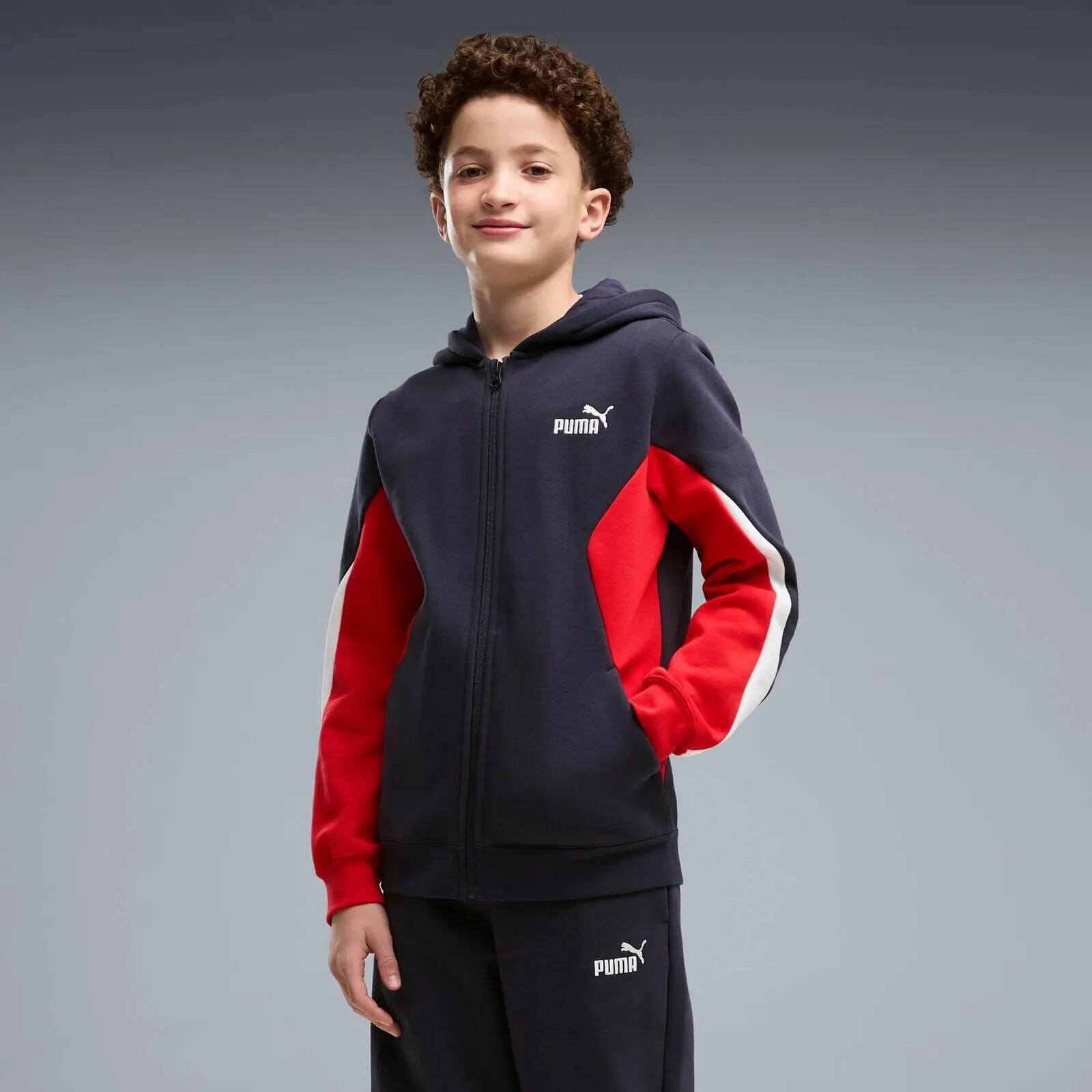 Conjunto de treino Puma Ess Block Full-zip Sweat Suit B, Preto, Crianças 4/5