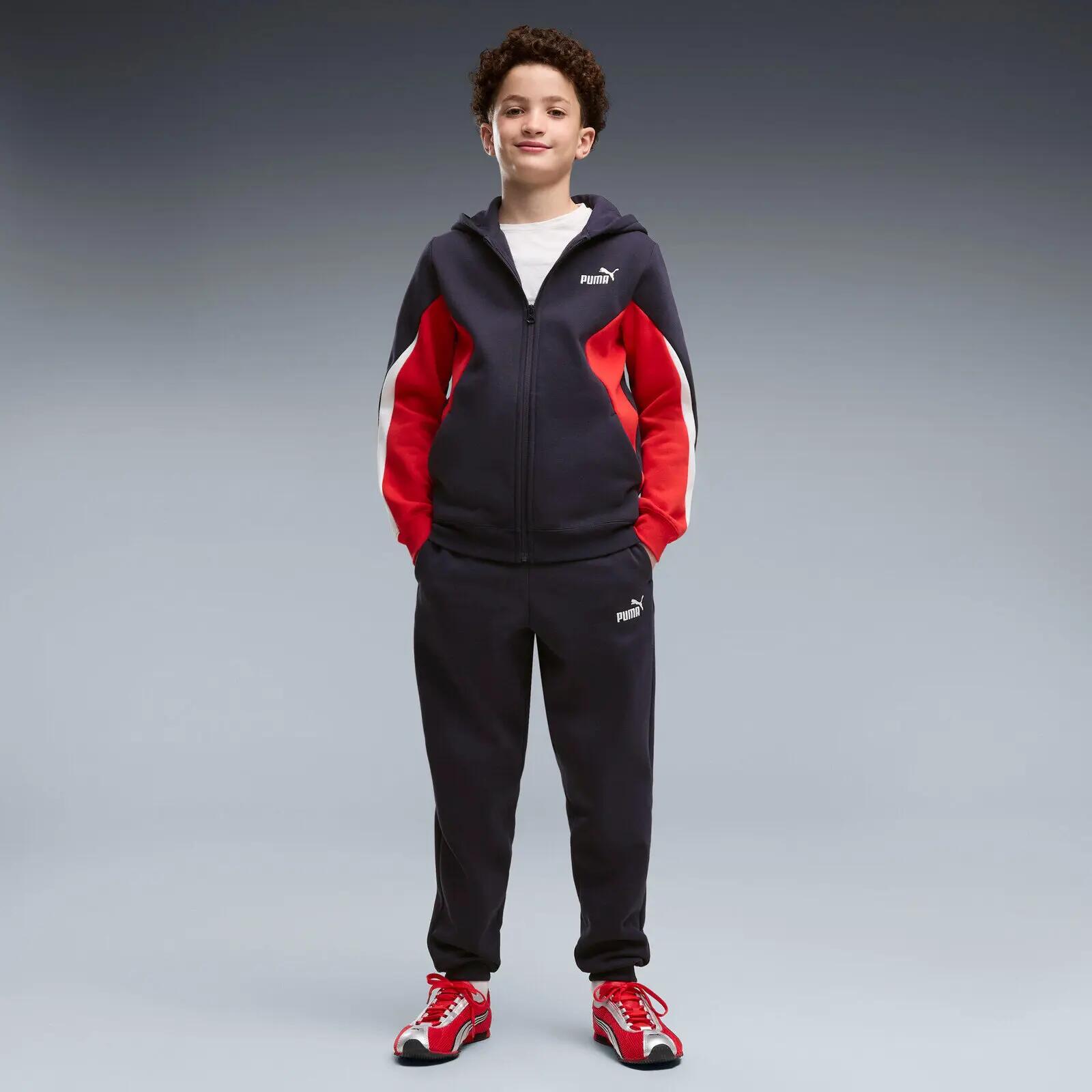 Conjunto de treino Puma Ess Block Full-zip Sweat Suit B, Preto, Crianças 3/5