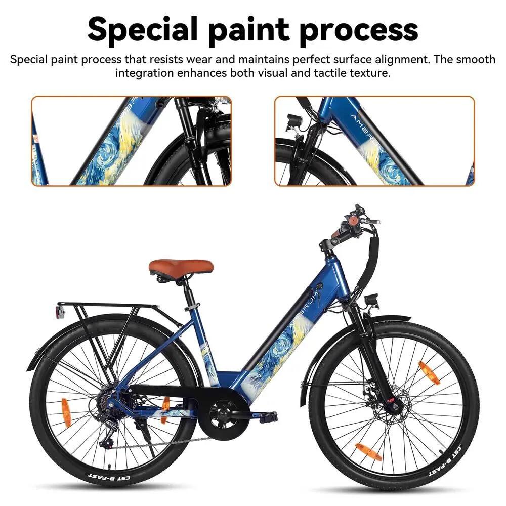 Dames Heren Elektrische Stadsfiets 26 inch 250W 7V Schijfremmen Starry 2/7