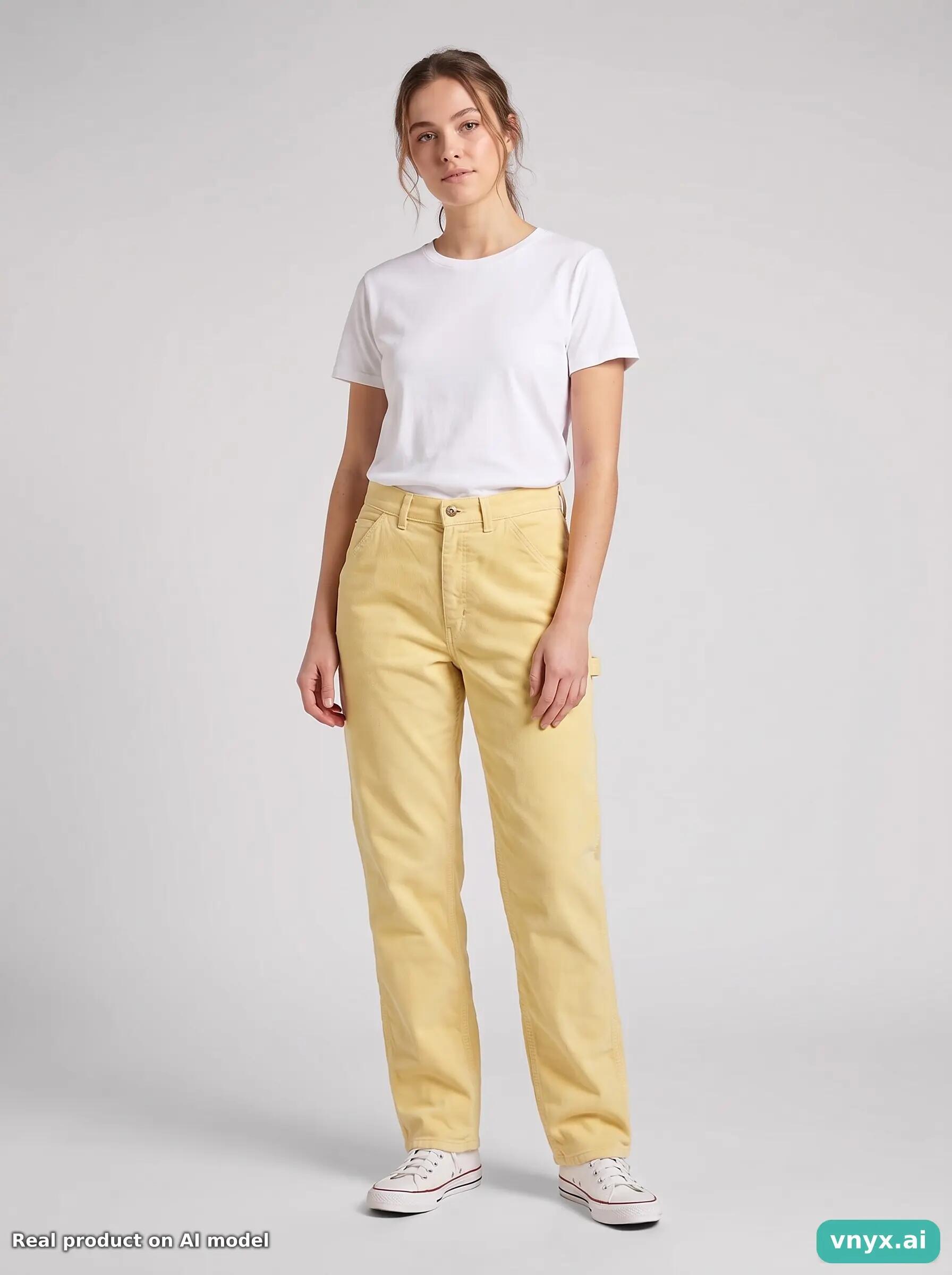 Second Life - Vintage Lee Pale Yellow Trousers Women 33 6/6