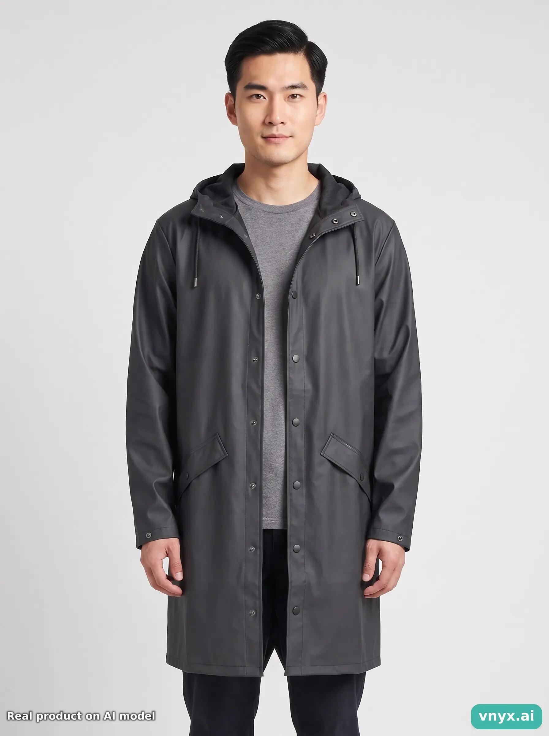 Second Life - Vintage RAINS Black Long Coat Men XS 5/5