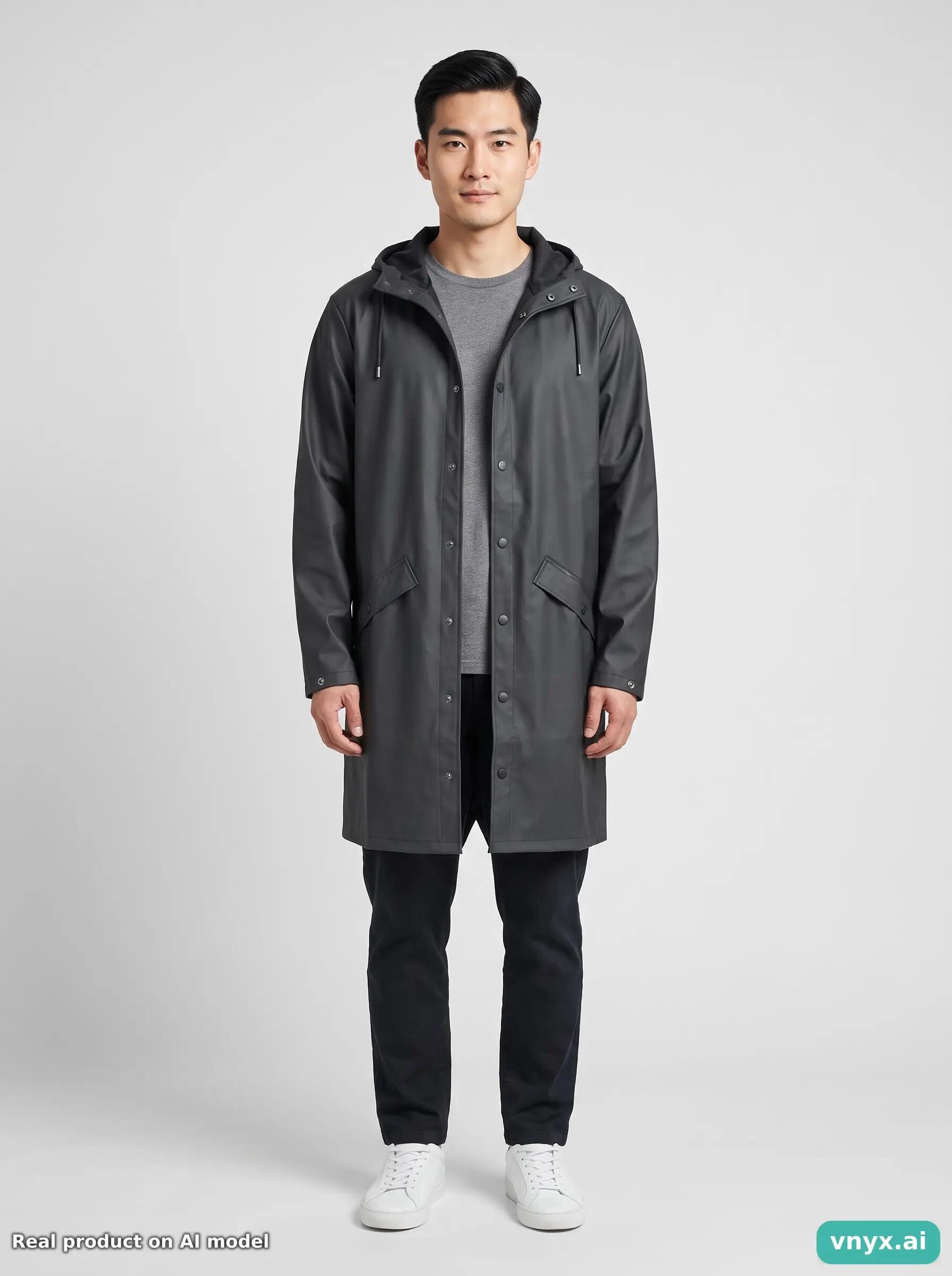 Second Life - Vintage RAINS Black Long Coat Men XS 3/5