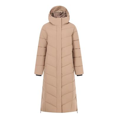 Eloria gewatteerde jas met lange pasvorm voor dames (donkere khaki)