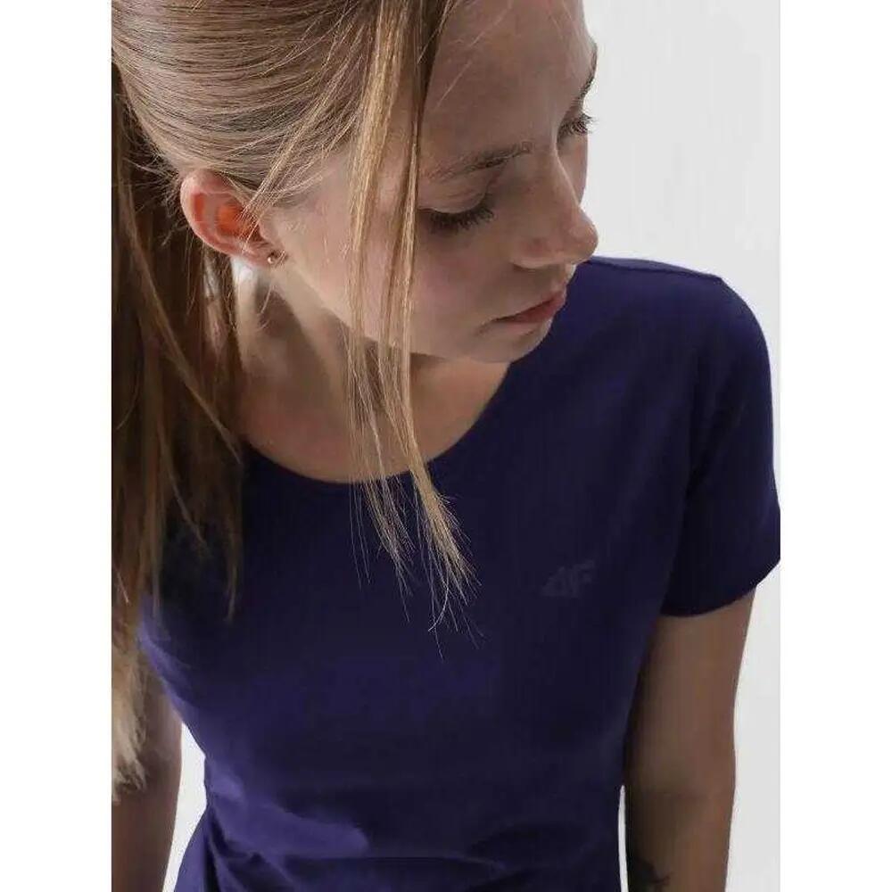 Tshirt Femme (Rose Violet / Bleu Marine Foncé) 3/4