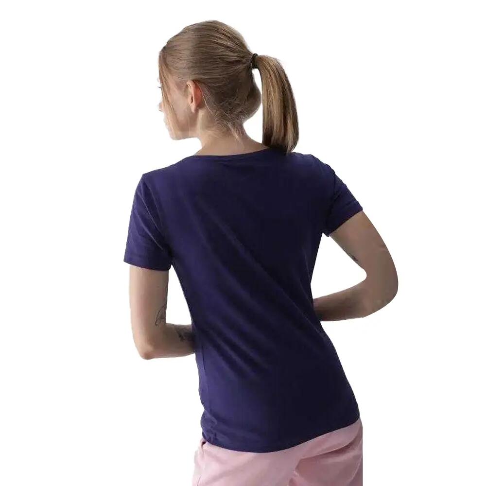Tshirt Femme (Rose Violet / Bleu Marine Foncé) 2/4