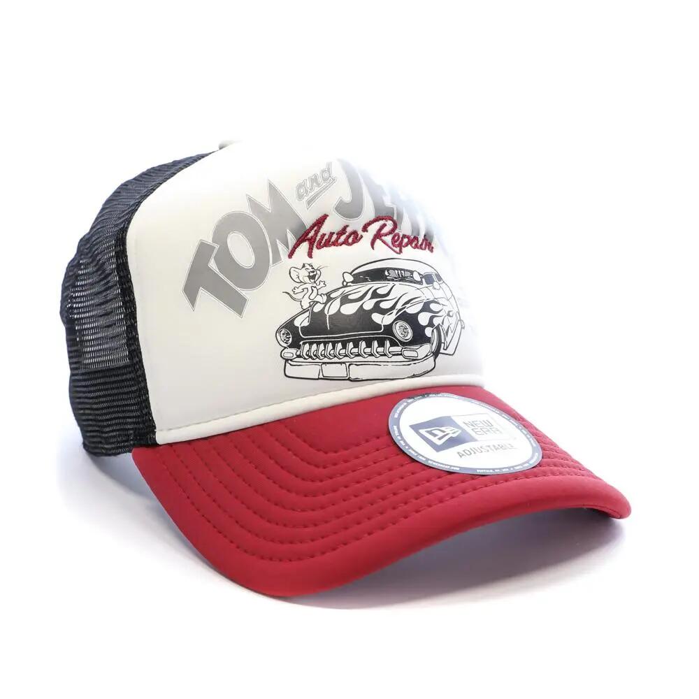 Gorra New Era Jerry Auto Repair Blanca/Roja/Negra para Hombre 3/4