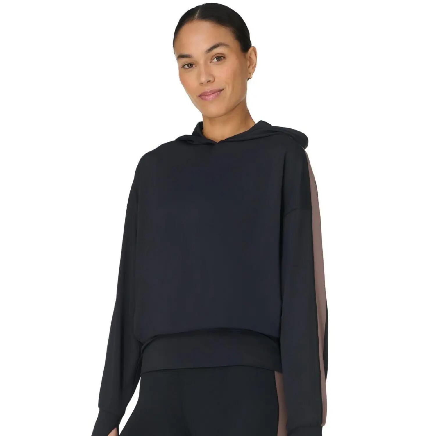 Womens/Ladies All Day Side Stripe Hoodie (Black) 4/4