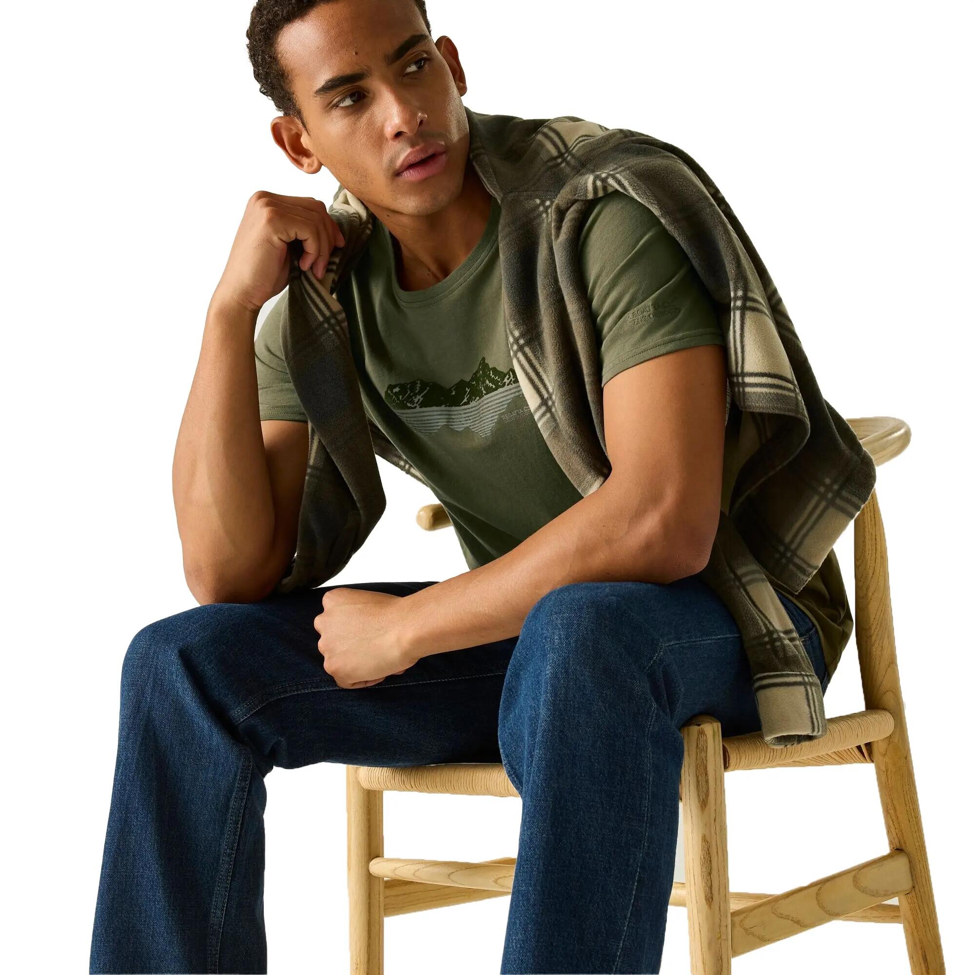 T-Shirt masculina Cline IX Mountain Reflection (Cáqui Escuro) 6/6
